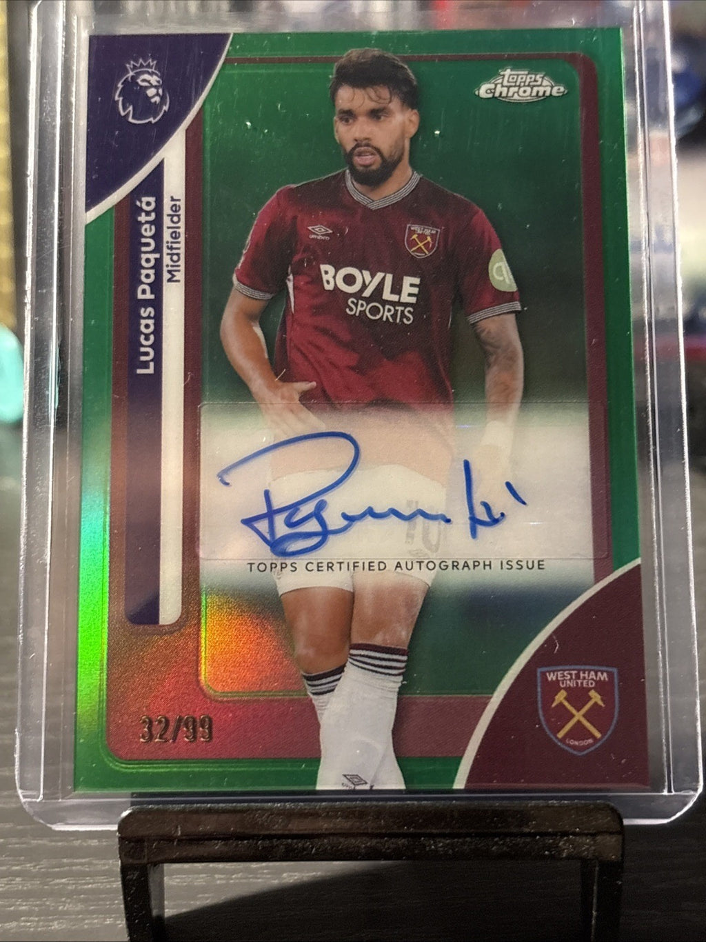 Topps Premier League Chrome - West Ham United Lucas Paqueta Auto /99 - Green