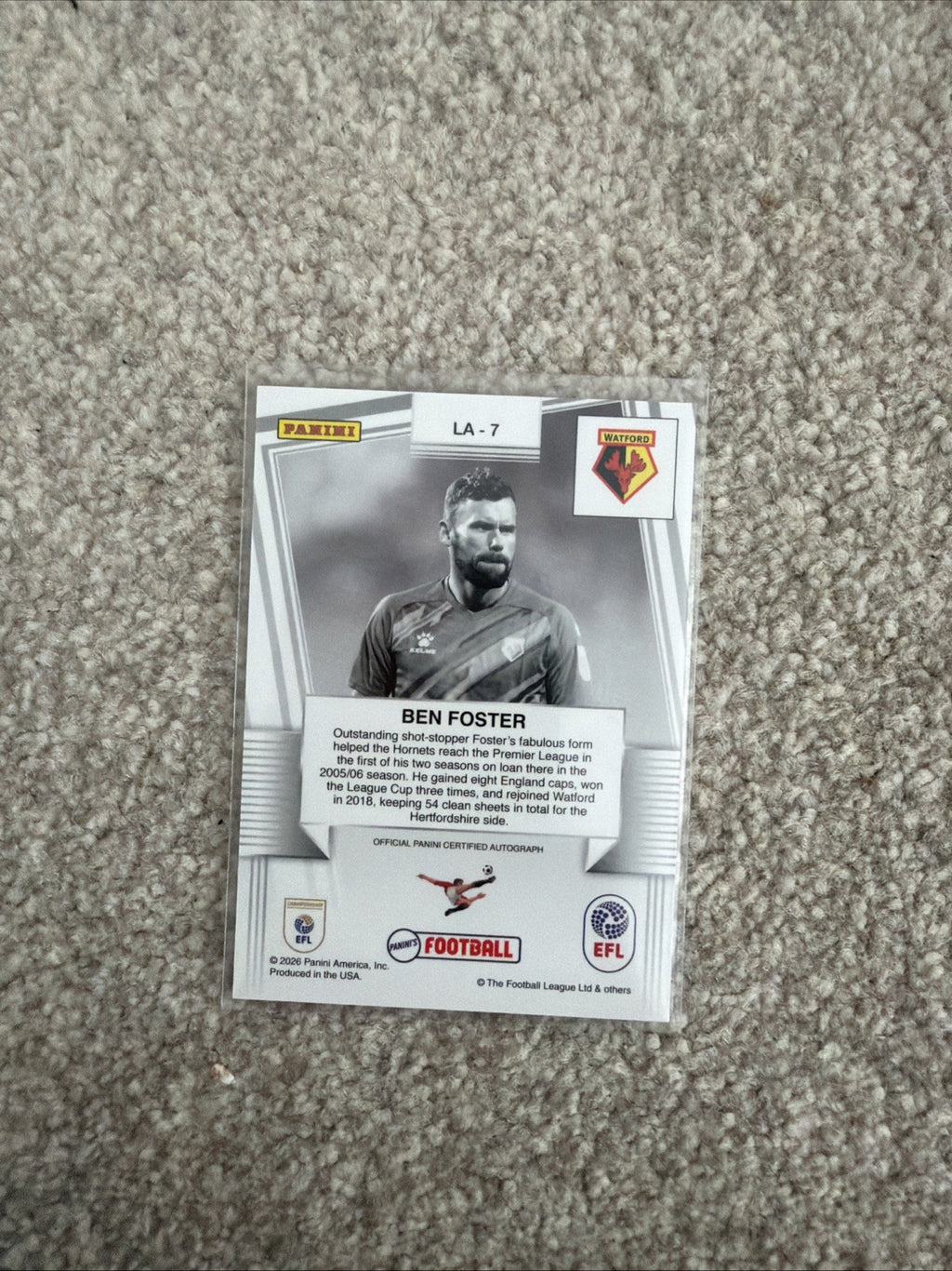 2025/26 Panini Football Ben Foster Legend Auto Watford Autograph LA-7