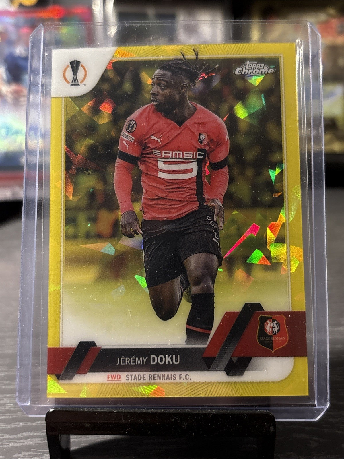 2022 Topps Chrome Sapphire Edition UEFA Club Competitions Yellow /99 Jeremy Doku