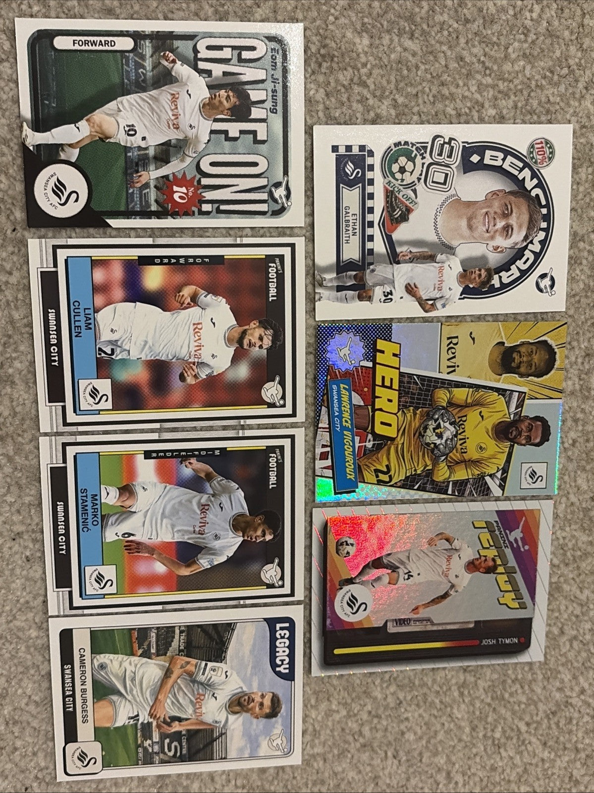 7 x Panini EFL Premium 2026 Swansea Base & Inserts Bundle - No Duplicates