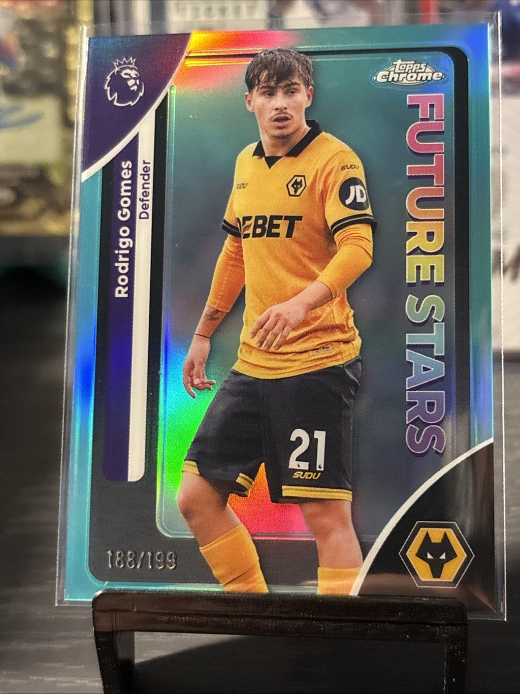 Topps Chrome Premier League Future Stars Rodrigo Gomes #200 Teal Refractor /199