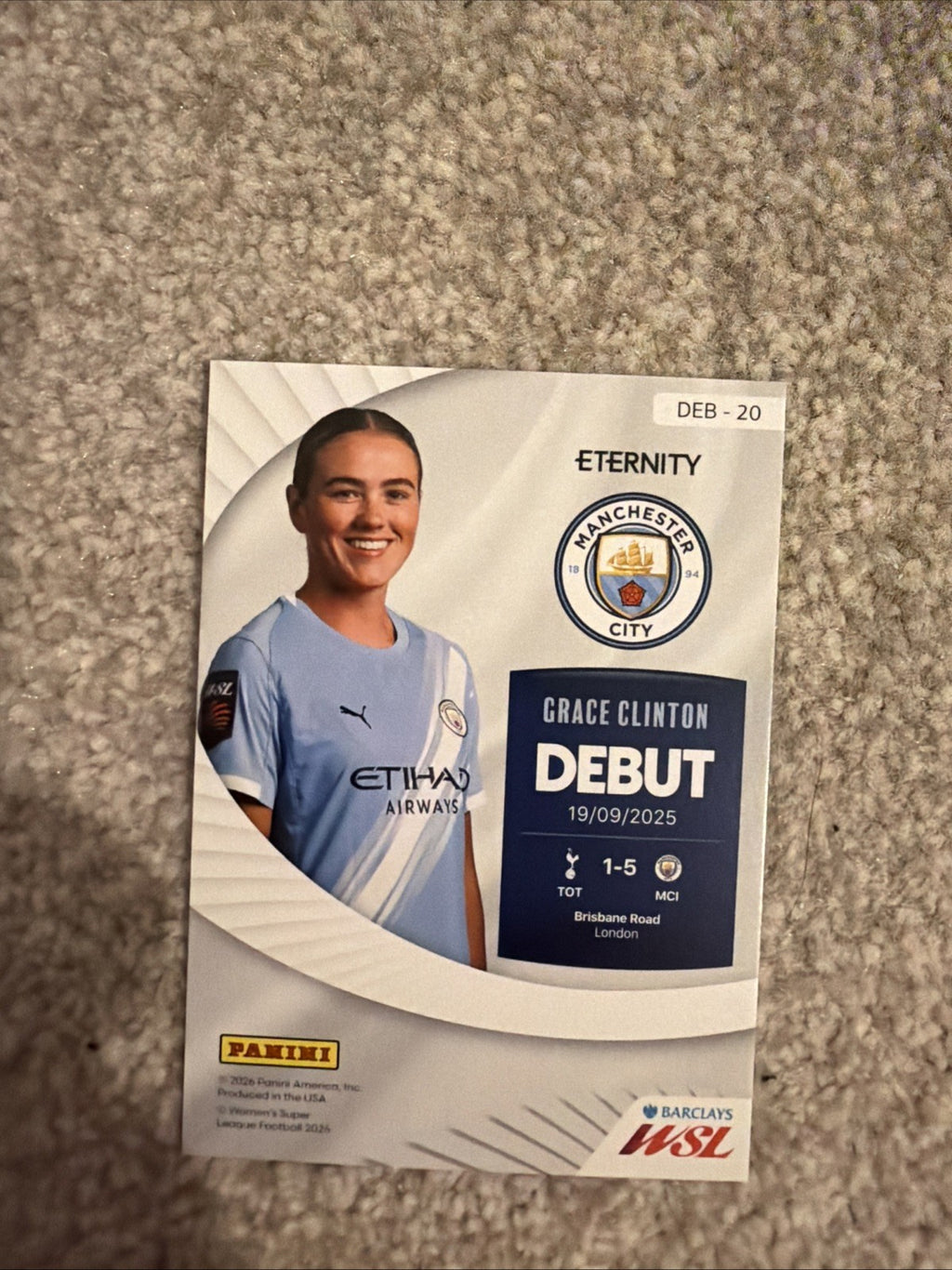 Panini Eternity WSL 2025/26 Grace Clinton Debut Red Parallel Card 5/10