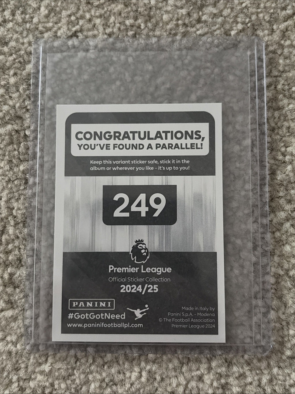 Panini Premier League 2025 Parallel Sticker Elite Gold James Tarkowski ,#249