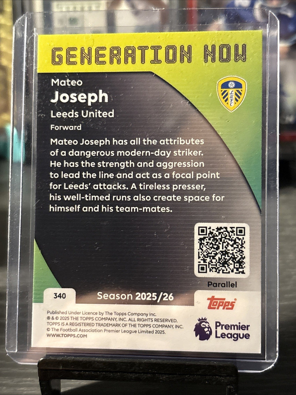 Topps Premier League 2026 Mateo Joseph Leeds United Negative /75