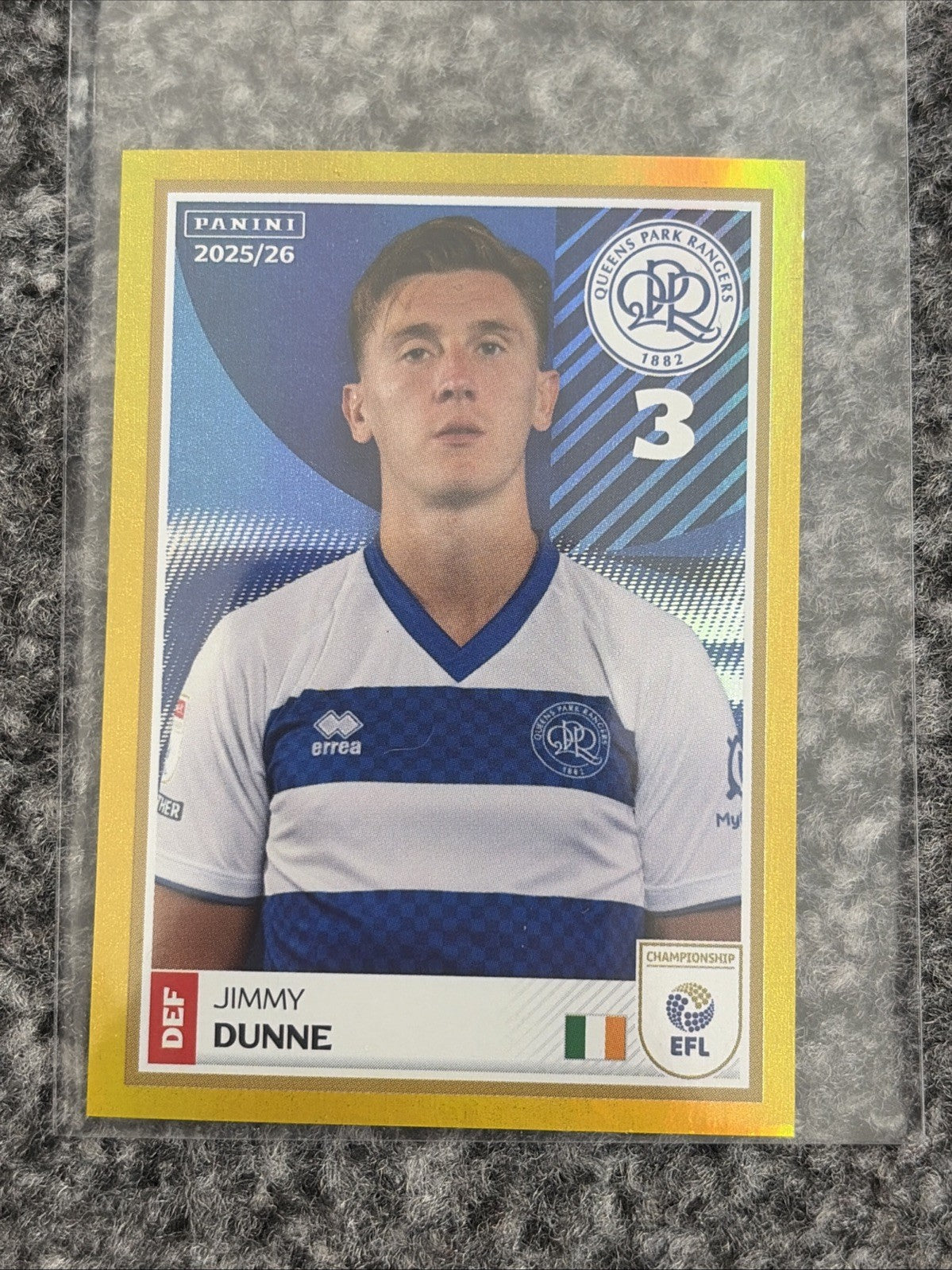 2025-26 Panini EFL Sticker Jimmy Dunne QPR Gold Parallel #314