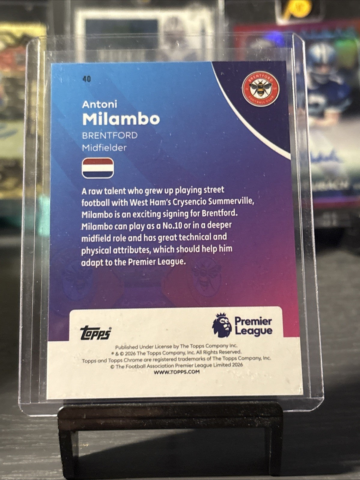 Topps Premier League Chrome Antoni Milambo /30 Brentford White Refractor