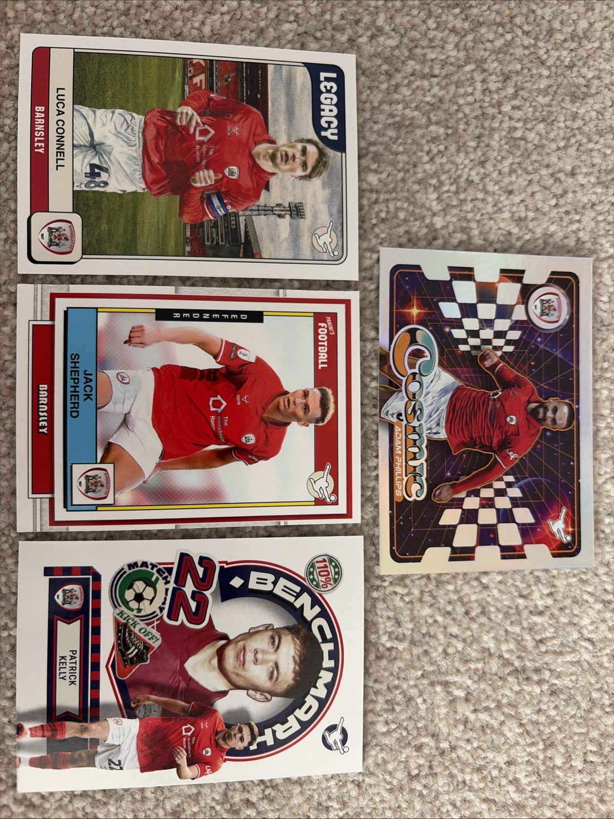 4 x Panini EFL Premium 2026 Barnsley Base & Inserts Bundle - No Duplicates