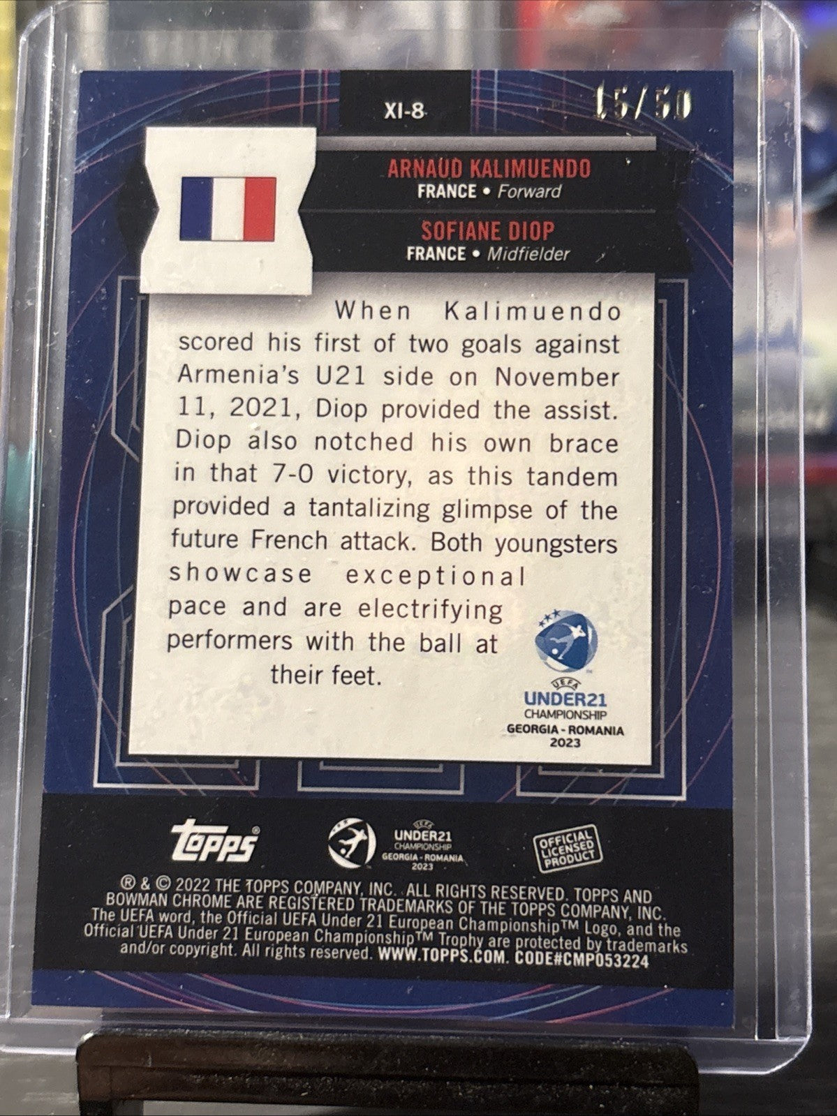 Topps 2022-23 Bowman Chrome U21 Xinevitables XI-8 Kalimuendo Diop /50