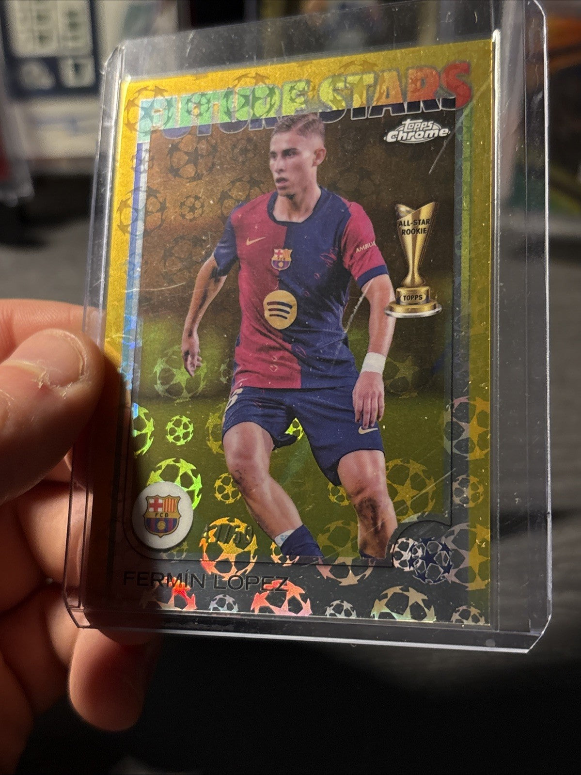 Topps Chrome UCC 24/25 Logofractor Exclusive Fermin Lopez /50 Gold Starball