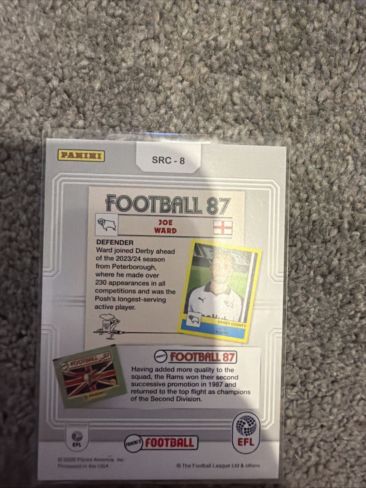Panini Football - EFL Championship - Joe Ward Sticker - Derby