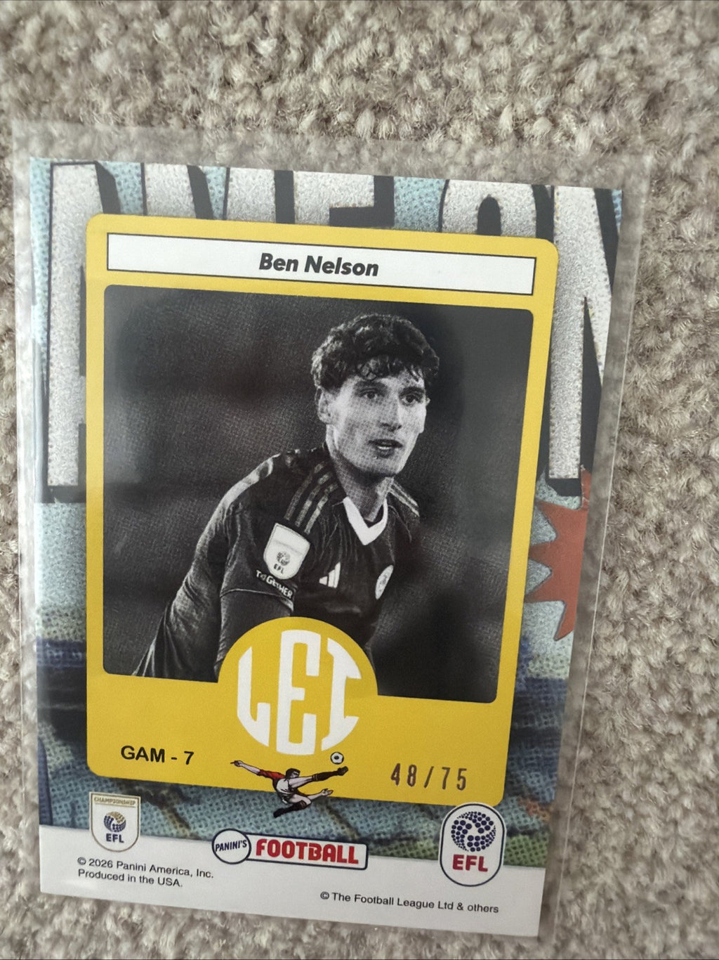 Panini Ben Nelson Leicester City EFL Championship Game On! GAM-7 /75 Insert