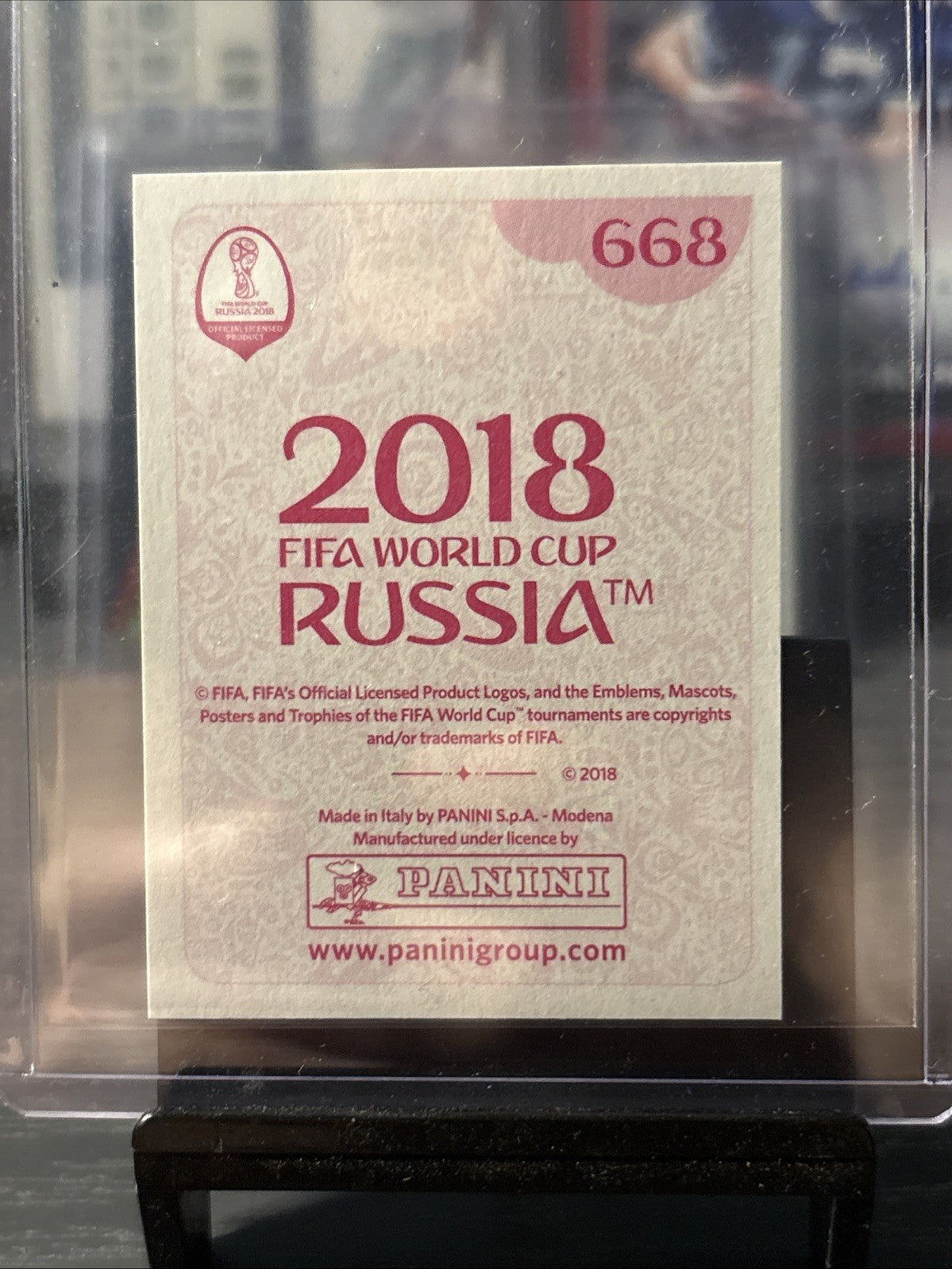 Panini - FIFA World Cup 2018 Pele Legend Brazil No 668 Sticker Pink Back