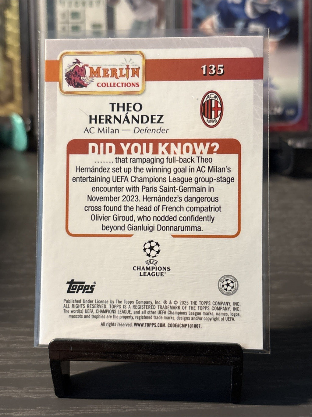 Topps Merlin Chrome Theo Hernandez /75