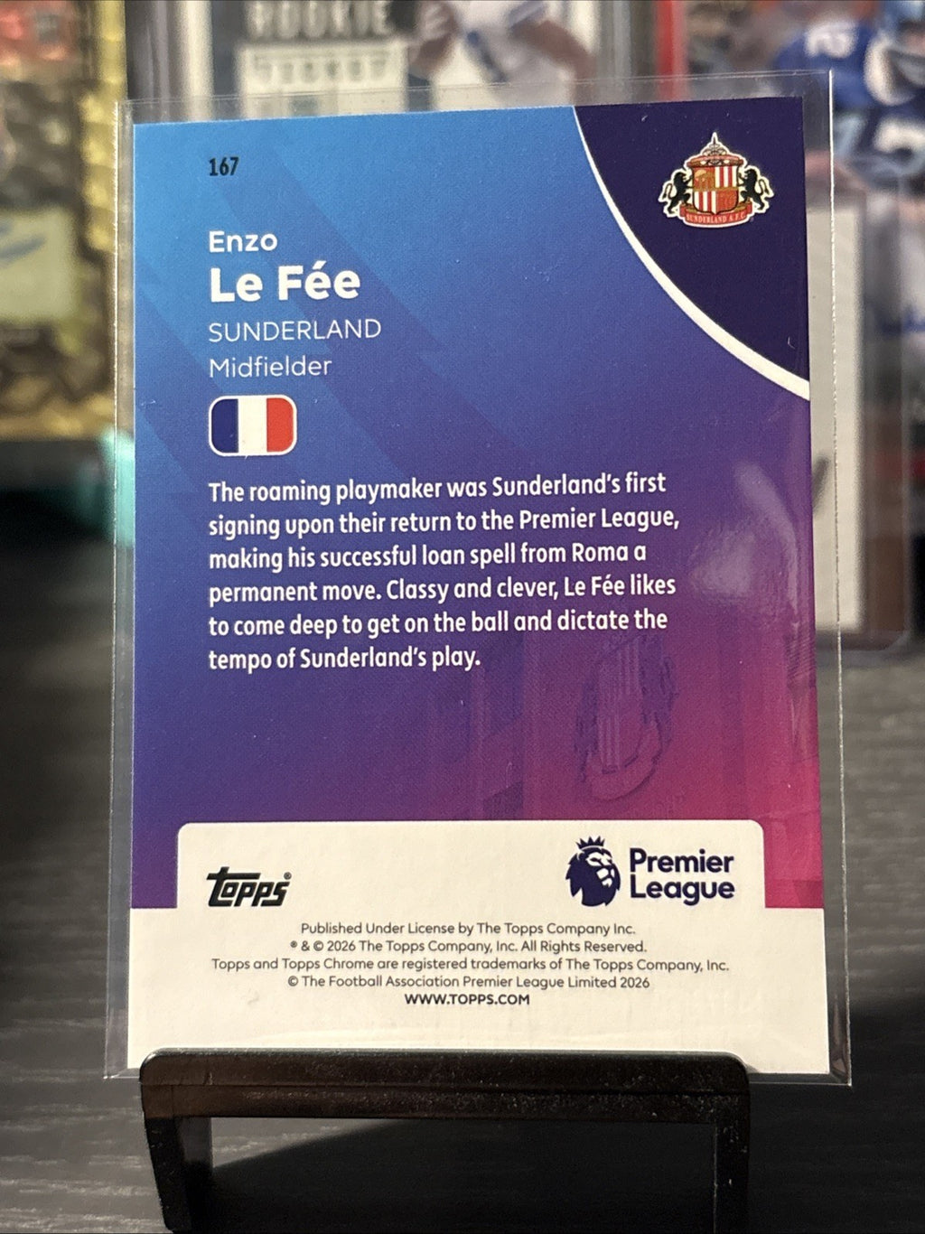 Topps Chrome Premier League 2026 Enzo Le Fee /150 Sunderland True Blue