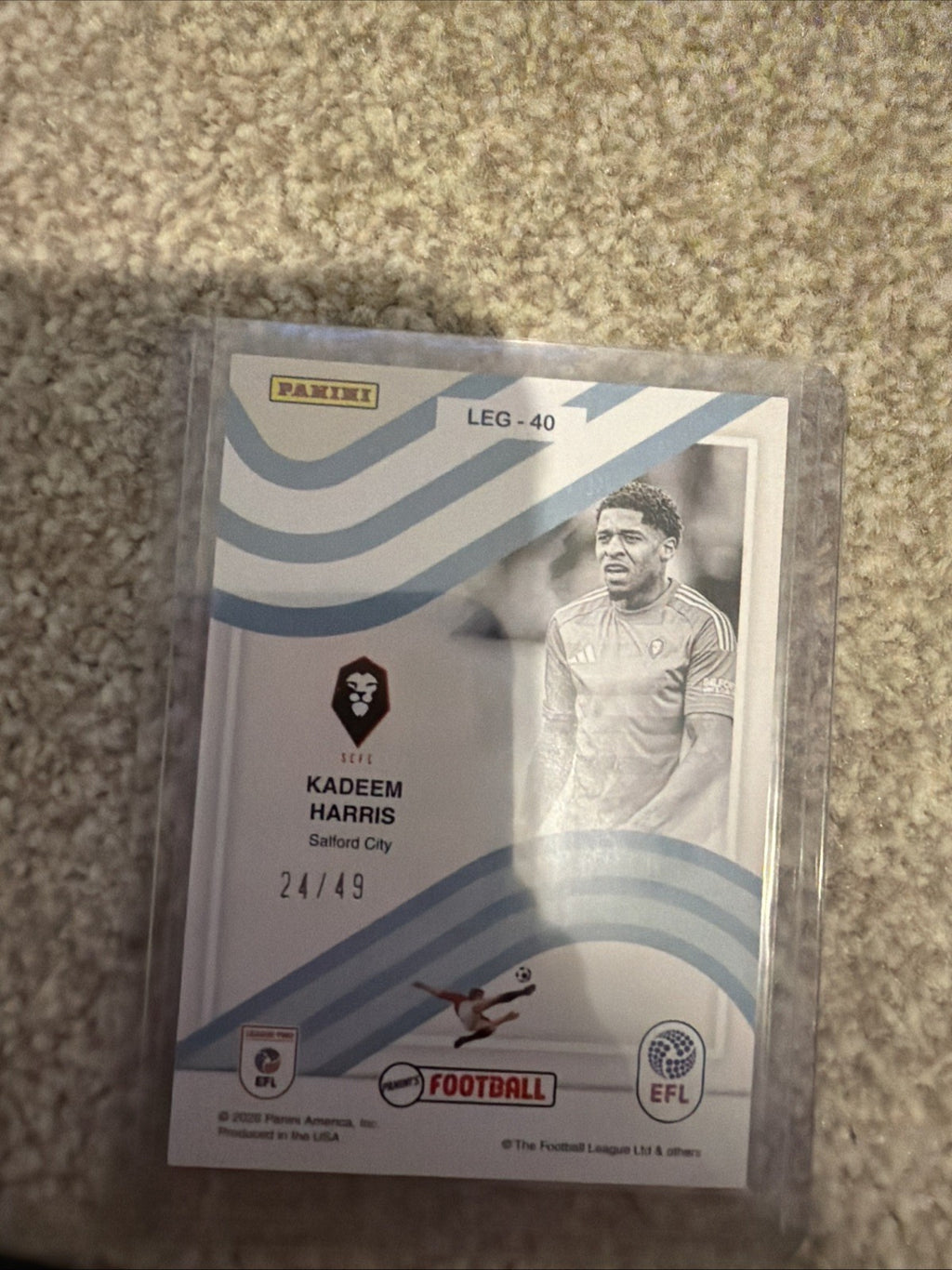 Kadeem Harris Legacy Purple /49 Salford City Paninis Football EFL