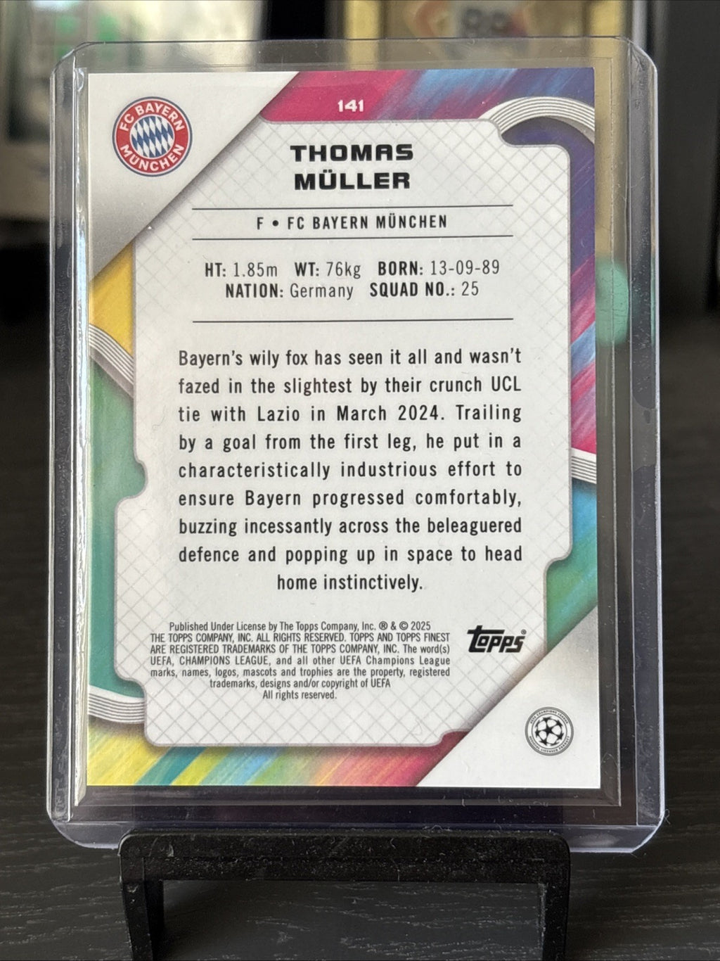 24-25 Topps Finest UEFA  Thomas Muller #141 Orange Refractor /25 Bayern Munchen