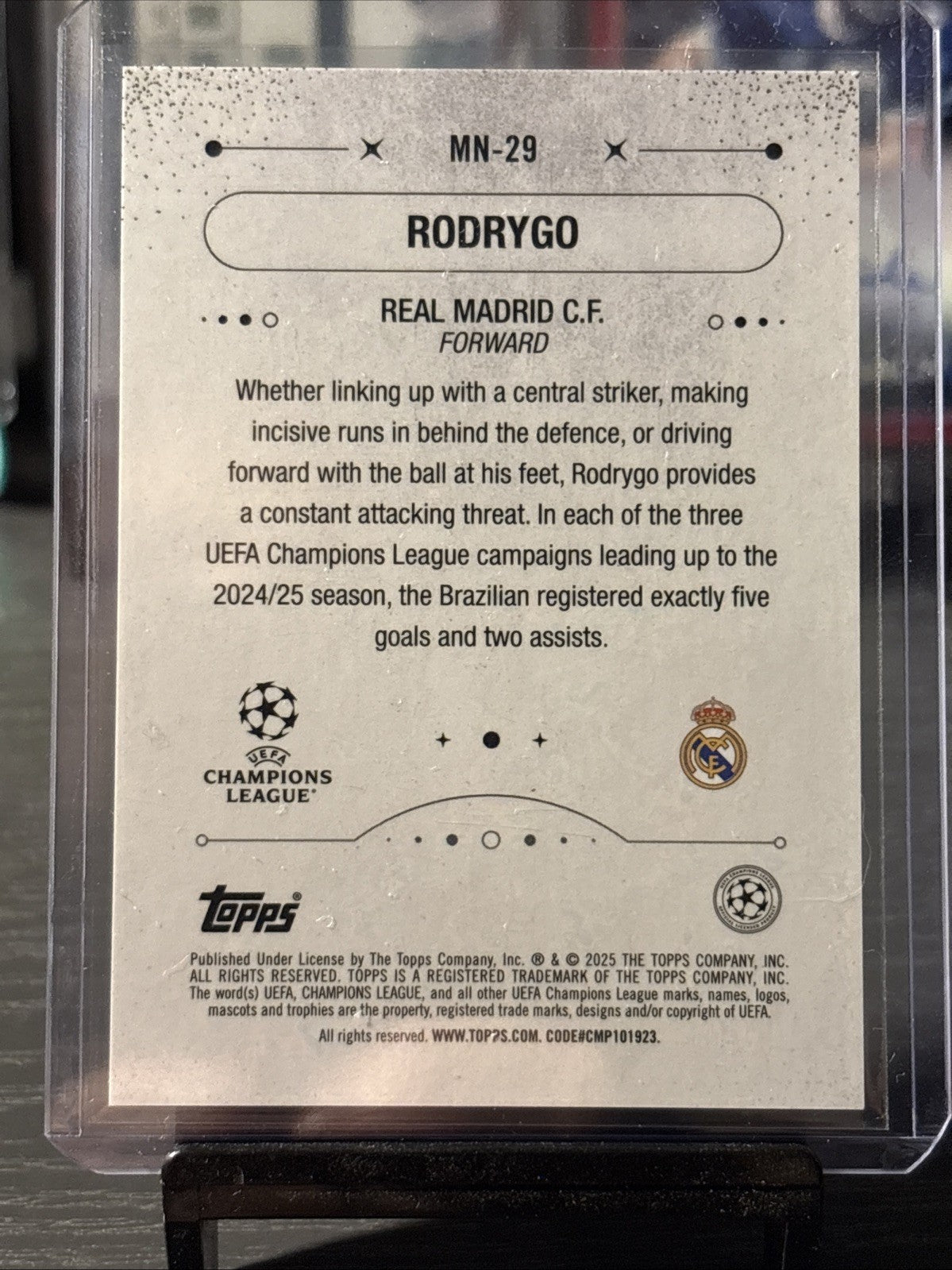 2024/25 TOPPS Merlin UCC Rodrygo Mystic nights /15 Real Madrid Purple