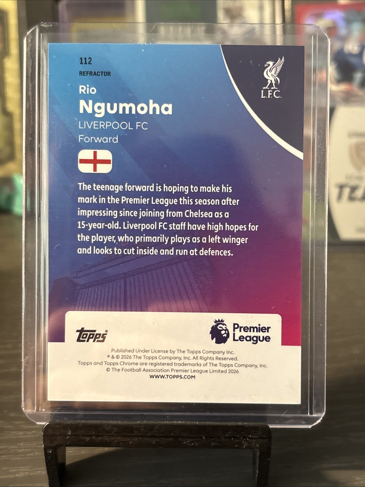 Topps Chrome Premier League - Rio Ngumoha RC Rookie Liverpool FC REFRACTOR ￼