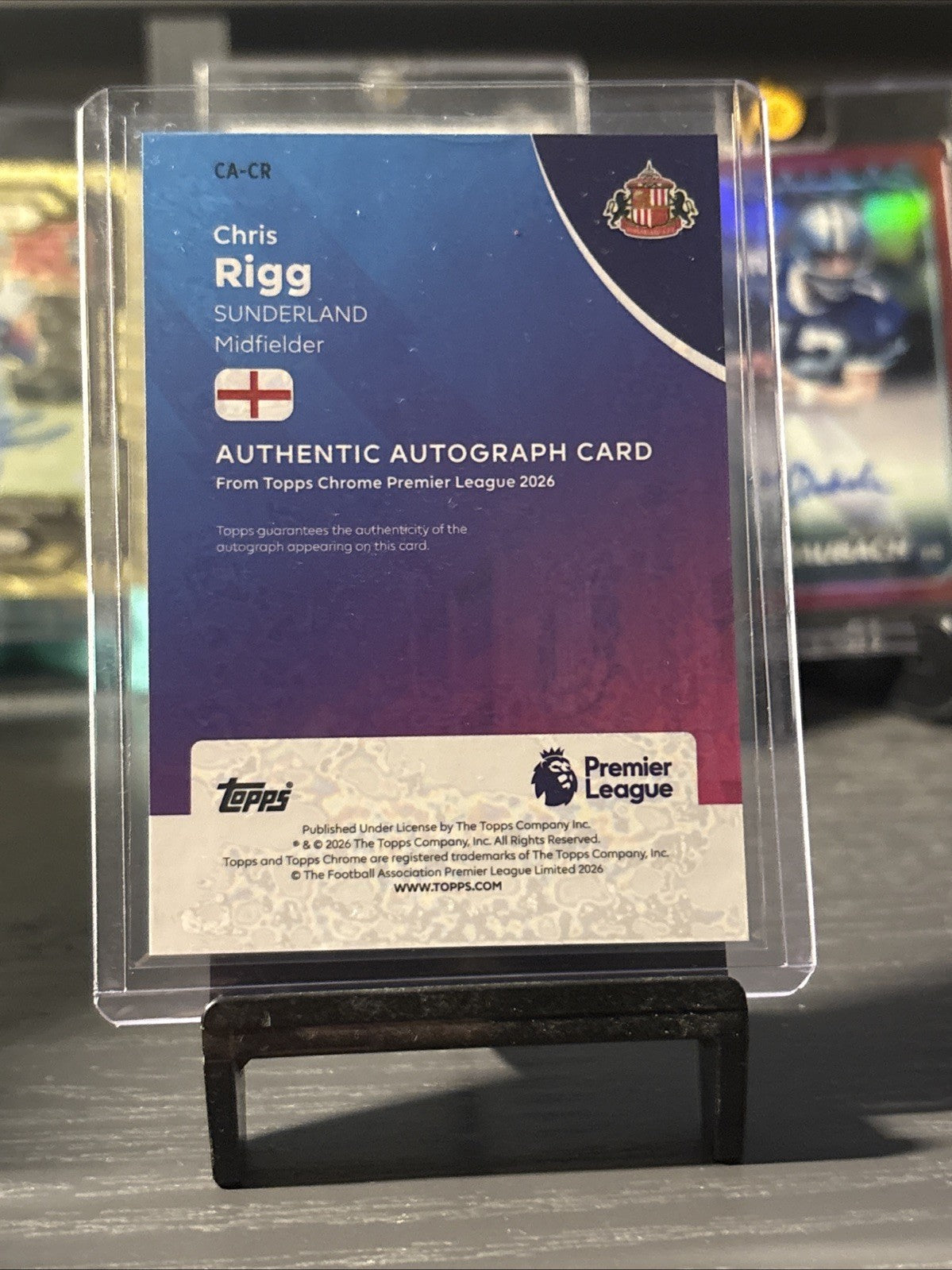Chris Rigg Auto Rookie Topps Chrome Premier League 2026 Sunderland