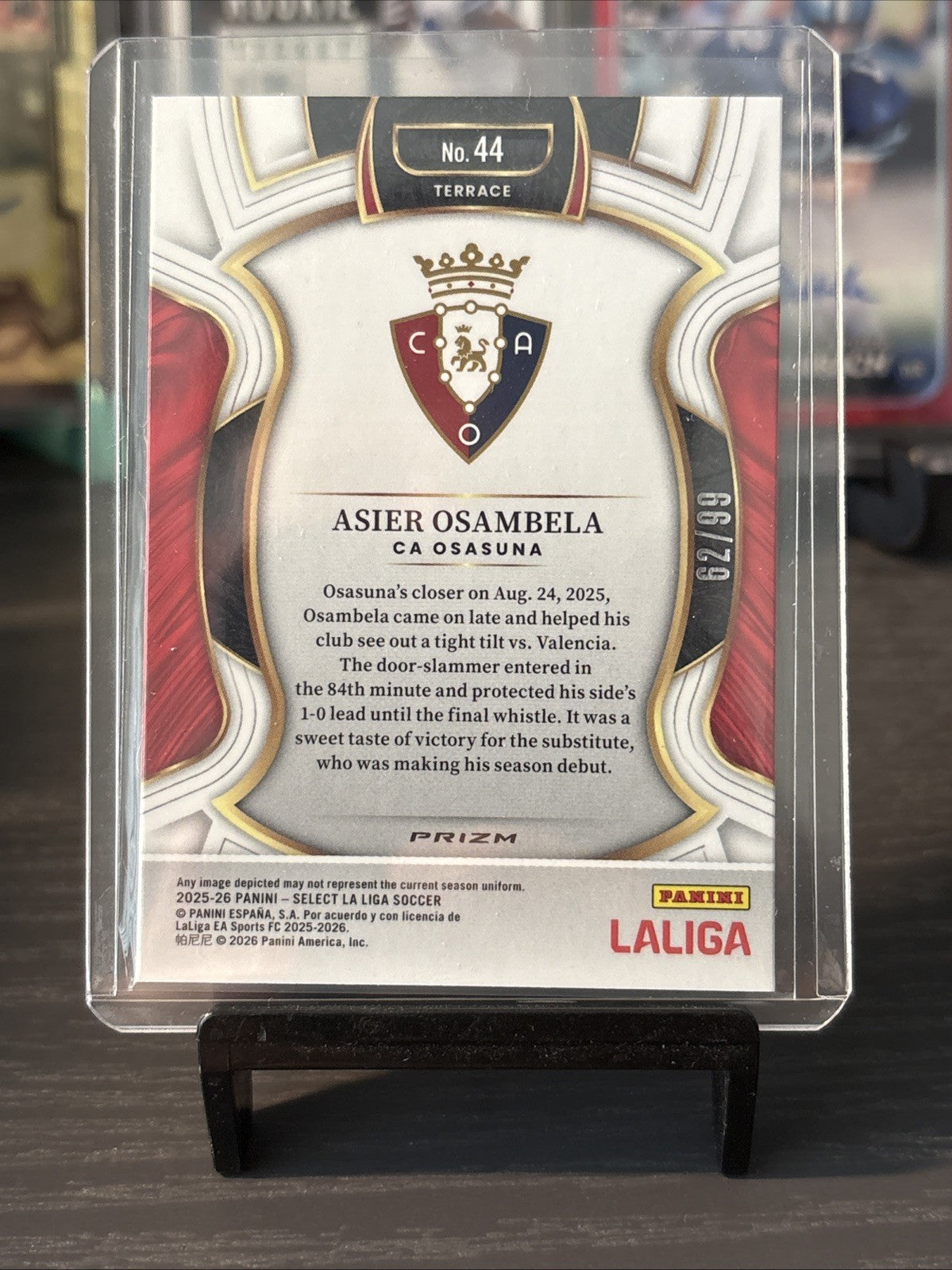 Panini Select La Liga 2025/25 Asier Osambela Pink Mojo /99 CA Osasuna