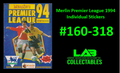 Merlin Premier League 1994 Individual Stickers #160-318 (Read Description)