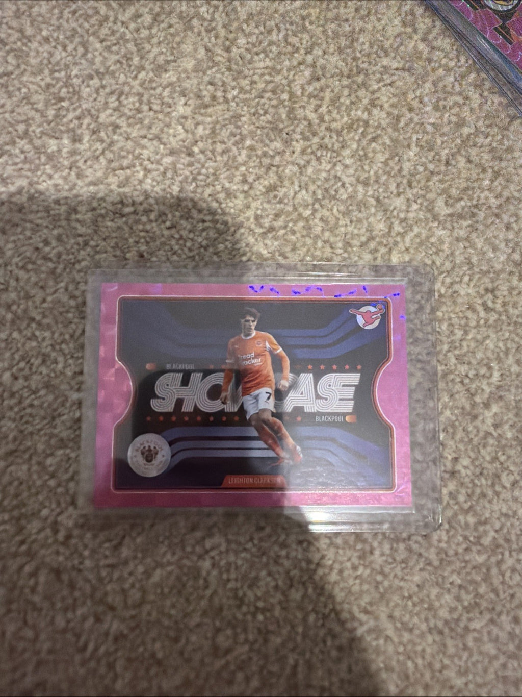 Leighton Clarkson 20/25 Low Numbered Pink Showcase Insert. Panini EFL Premium