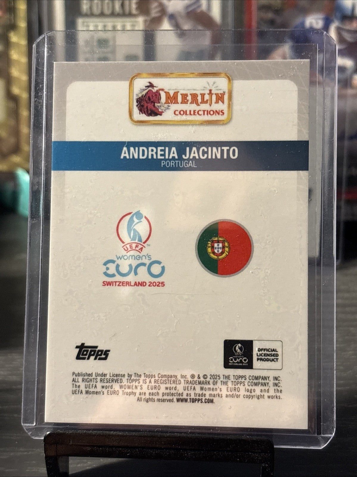 2025 Topps Merlin UEFA Women’s Euro Andreia Jacinto Blue /99 Parallel