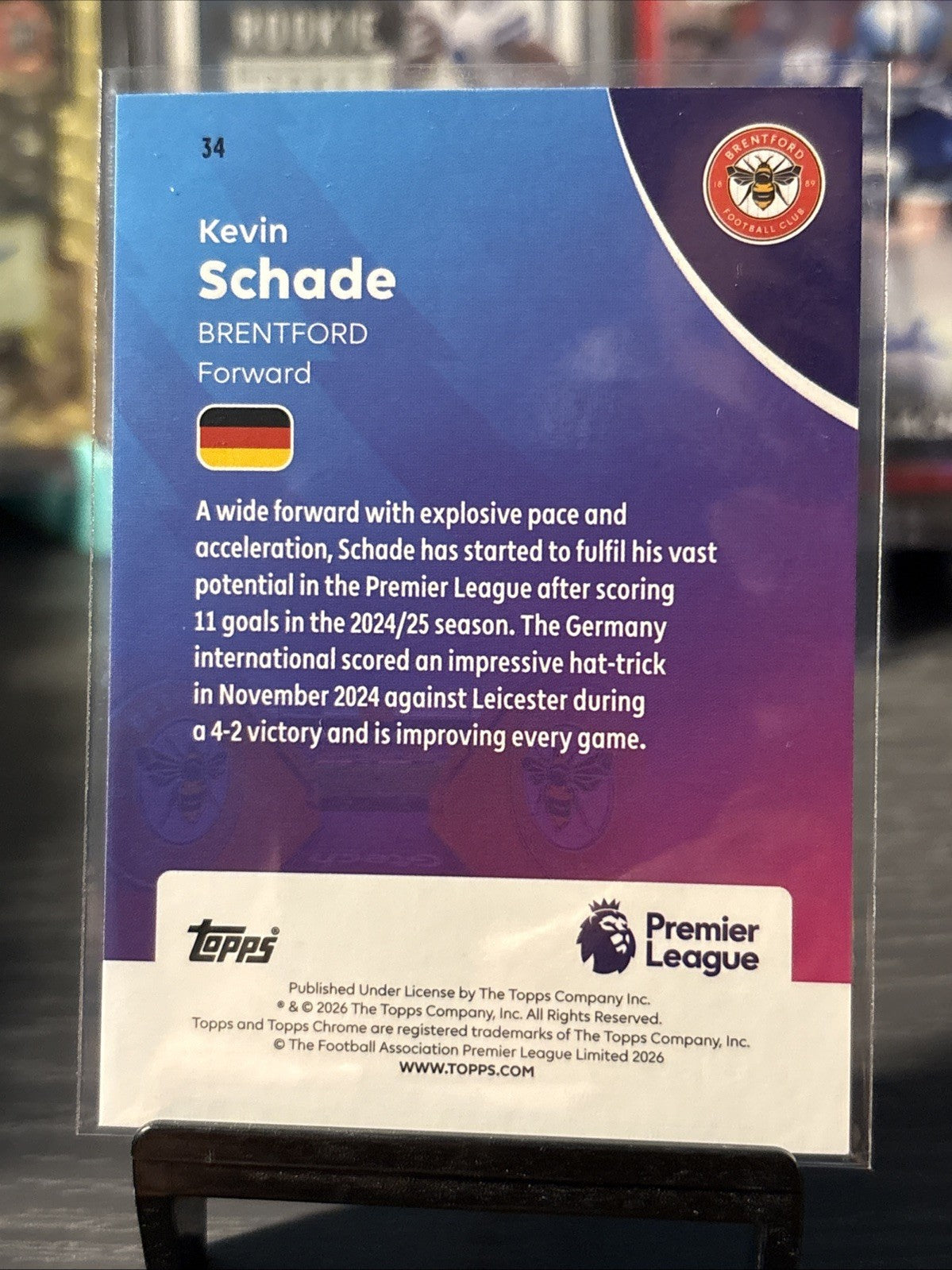 2025-26 topps chrome premier league Kevin Schade True blue /150 Brentford