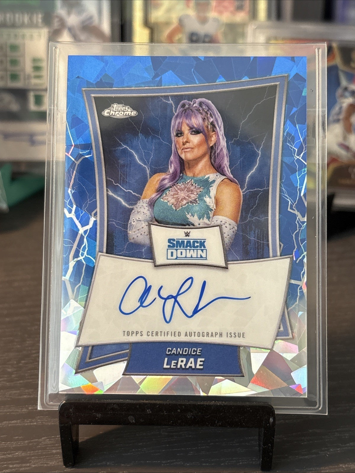 2025 Topps Chrome Sapphire WWE Candice Lerae On-Card Auto Smackdown Card BBA-CAN