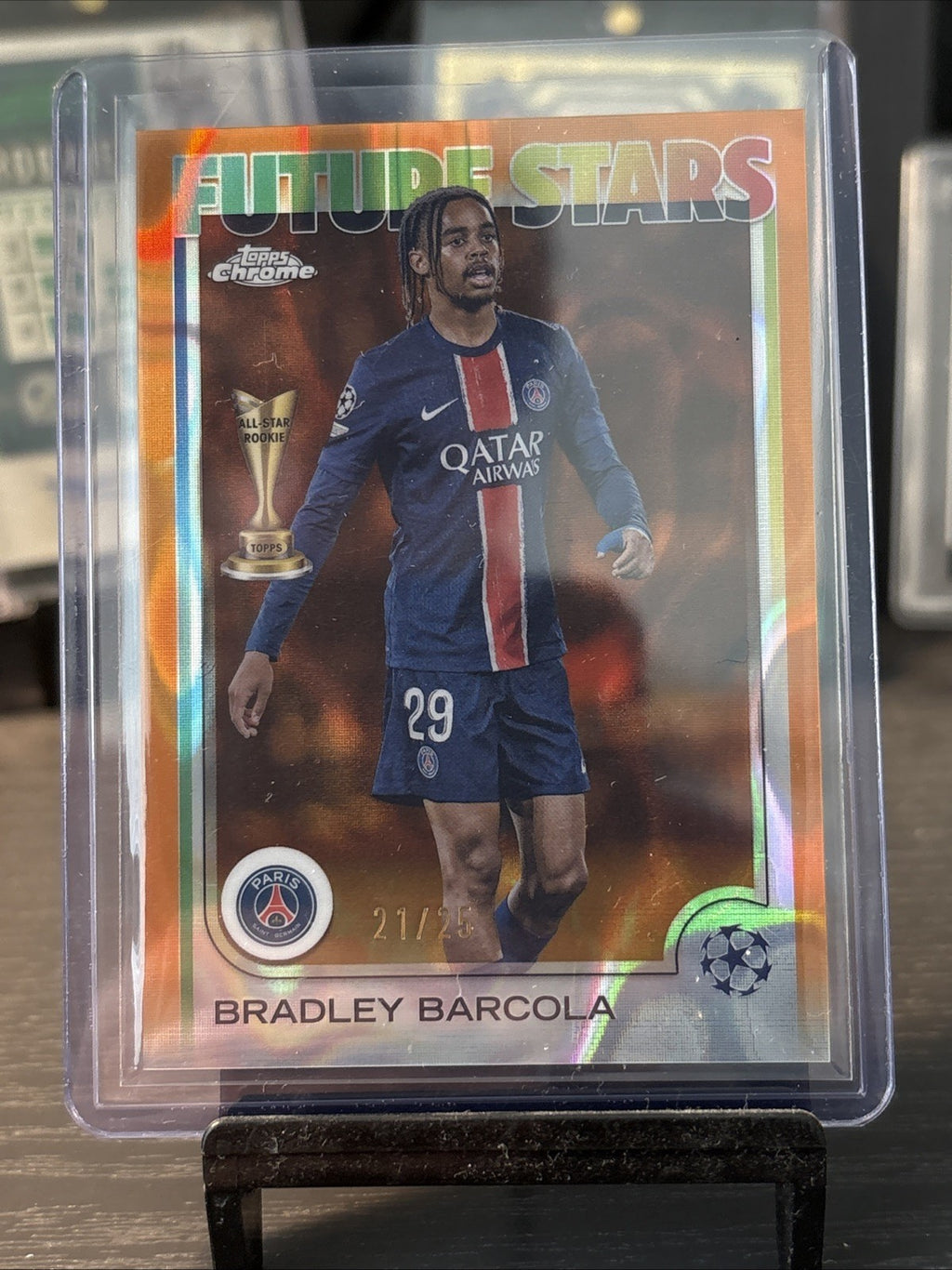 Topps Ucc Flagship Bradley Barcola Card Future Stars PSG  /25 Orange Lava
