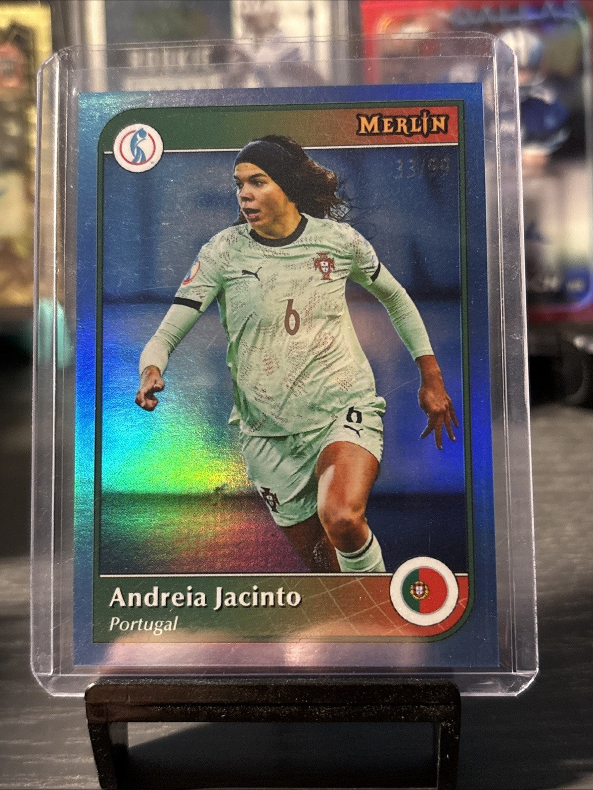 2025 Topps Merlin UEFA Women’s Euro Andreia Jacinto Blue /99 Parallel