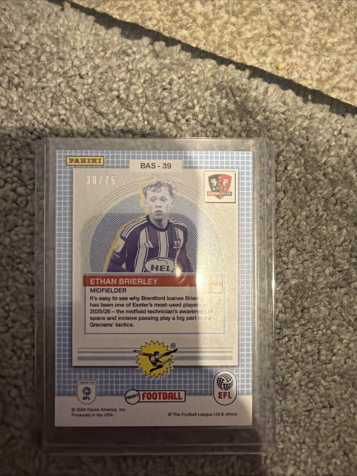 2025-26 Panini’s Football EFL Soccer Ethan Brierley Matrix Orange /75