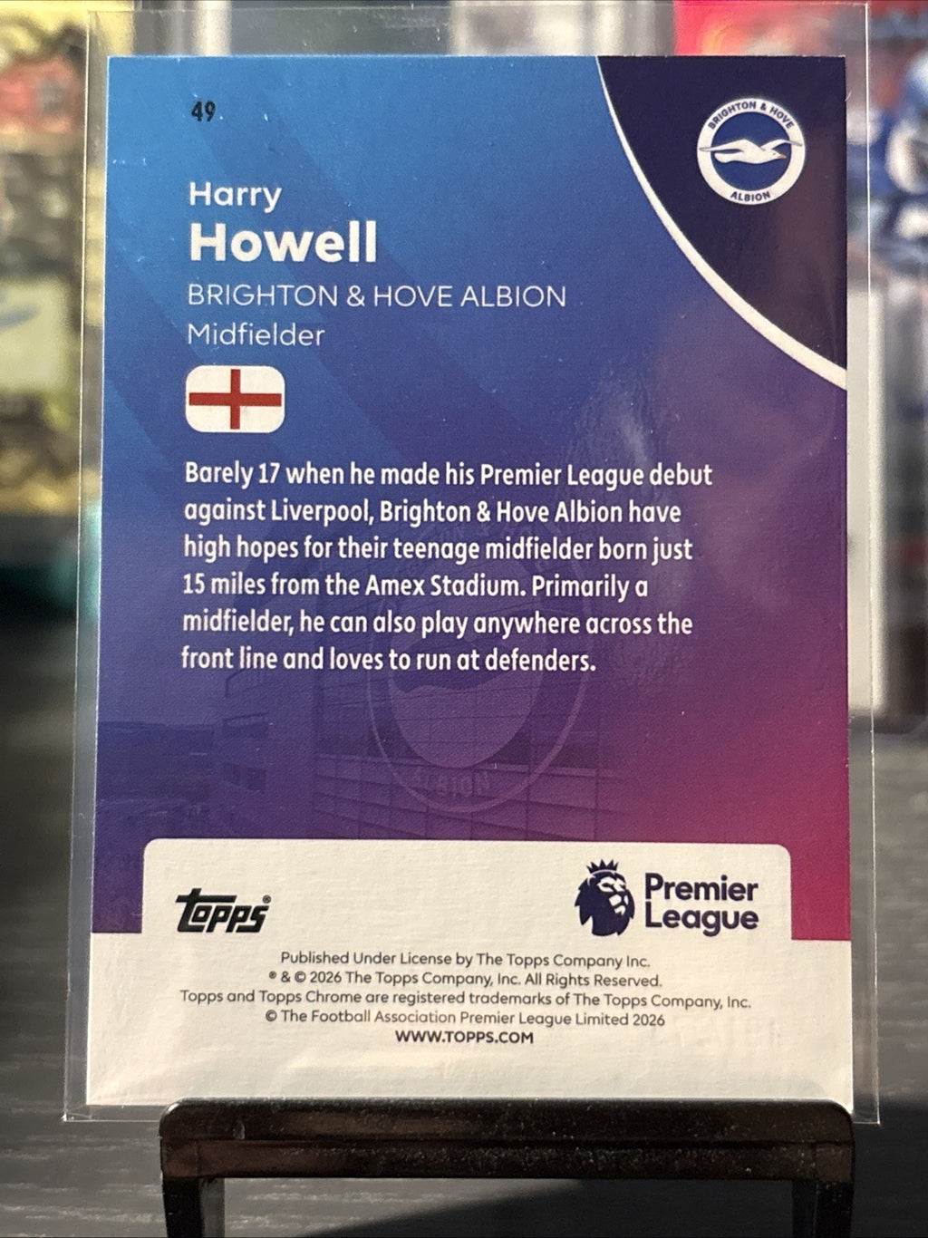 Topps Chrome 2026 EPL - Harry Howell /275 Yellow Refractor
