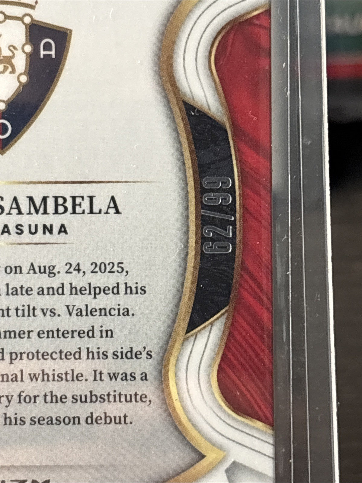 Panini Select La Liga 2025/25 Asier Osambela Pink Mojo /99 CA Osasuna