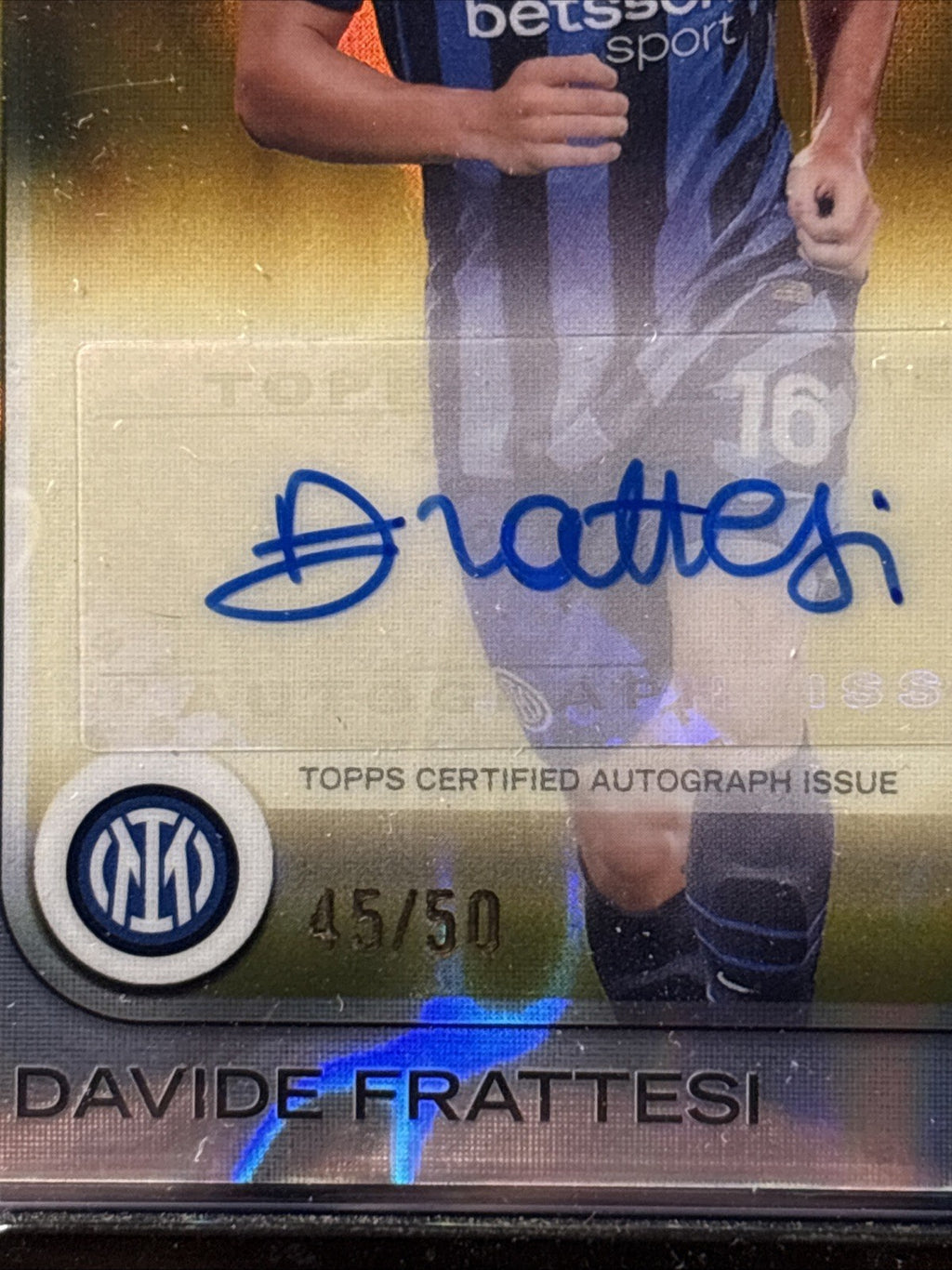 Topps UCC Chrome 2024/25 Davide Frattesi Gold Wave Auto /50 Inter Milan