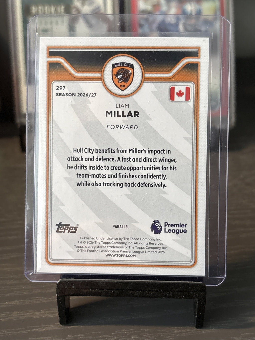 Topps Premier League - Liam Millar - numbered /199 Purple Cracked Ice Parallel