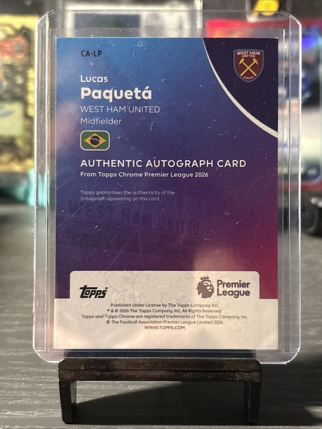 Topps Premier League Chrome - West Ham United Lucas Paqueta Auto /99 - Green
