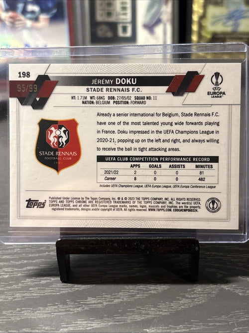 2022 Topps Chrome Sapphire Edition UEFA Club Competitions Yellow /99 Jeremy Doku