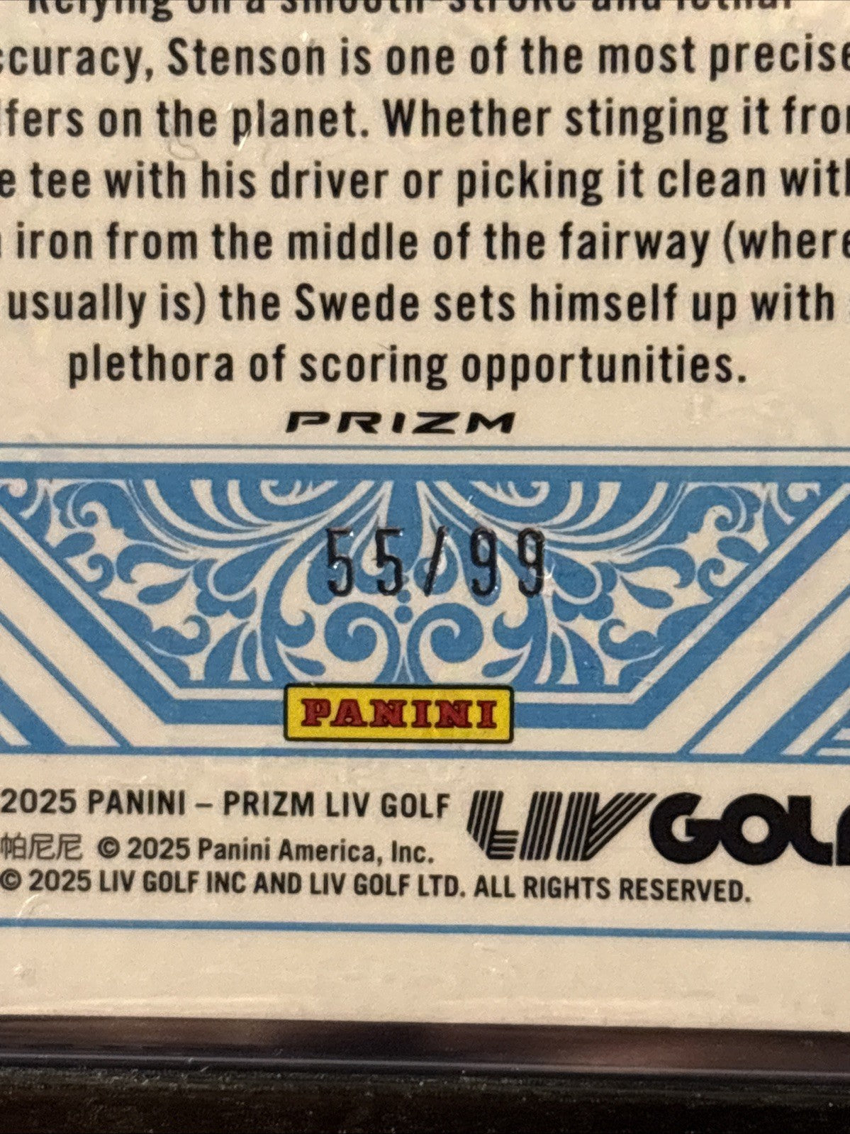 Henrik Stenson Aces /99 Prizm LIV Golf 2025 Majesticks GC No.7 55/99