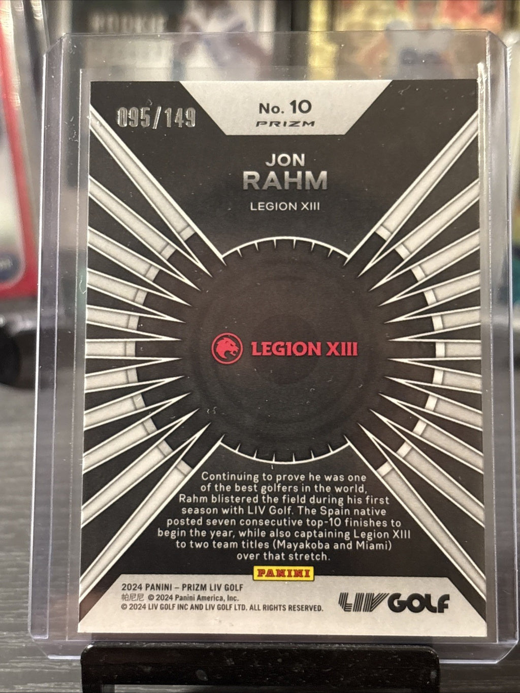 JON RAHM 2024 PANINI PRIZM LIV GOLF DOMINANCE LEGION RED /149 Q0348
