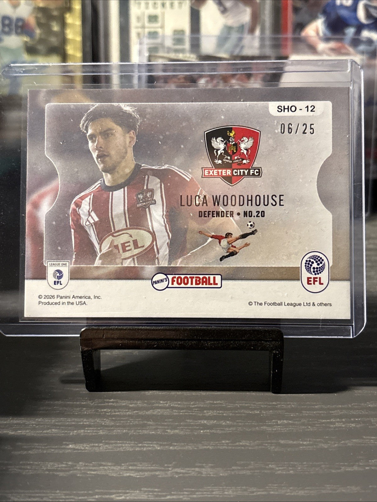 Luca Woodhouse 2026 Panini Football EFL Showcase Pink /25 Exeter City 06/25