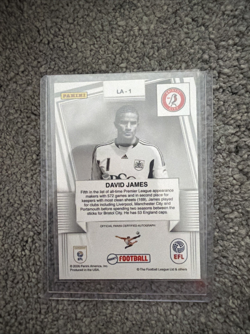 Panini EFL Premium 2026 Bristol City David James Legend Auto