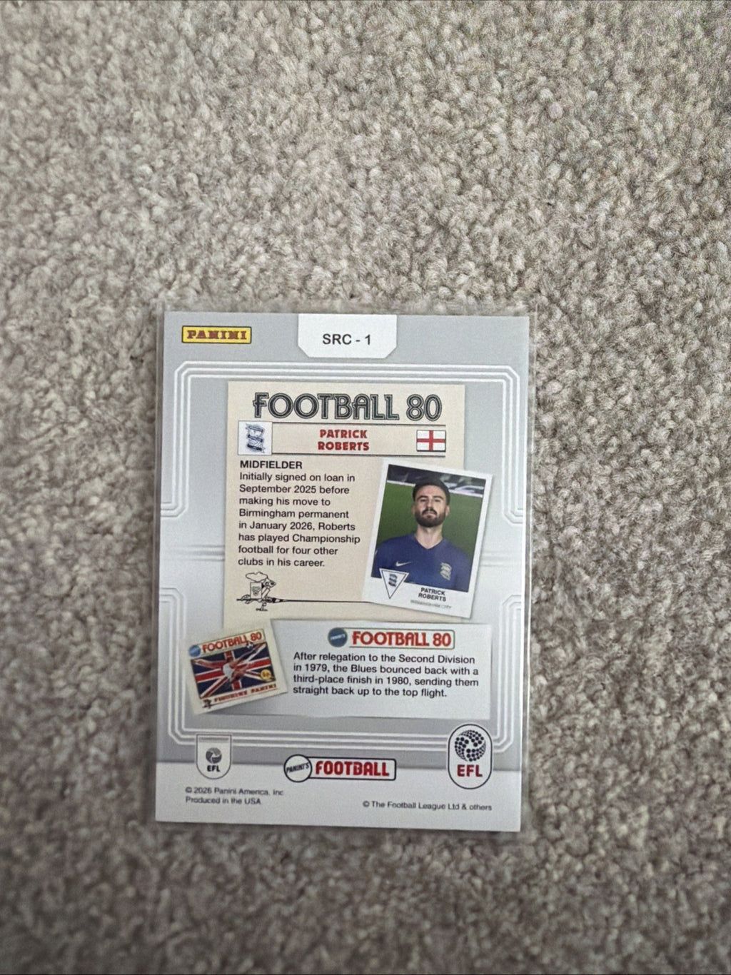 2025-26 Panini Football EFL STICKER REWIND CARD  SRC1 Patrick Roberts Birmingham