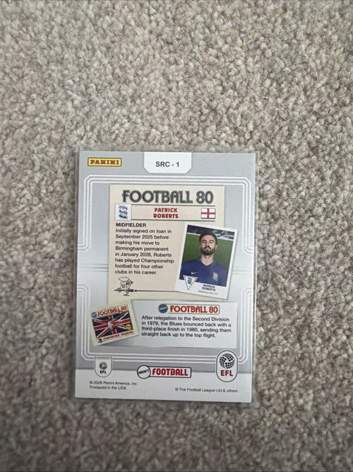 2025-26 Panini Football EFL STICKER REWIND CARD  SRC1 Patrick Roberts Birmingham