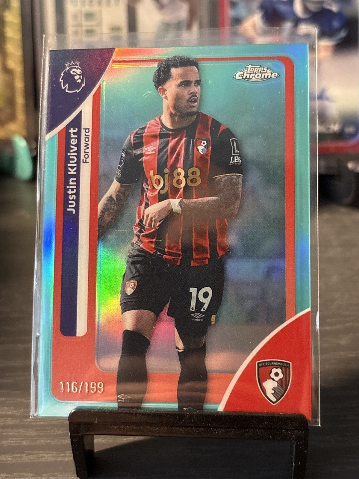 2026 Topps Chrome Premier League Aqua /199 Justin Kluivert Bournemouth