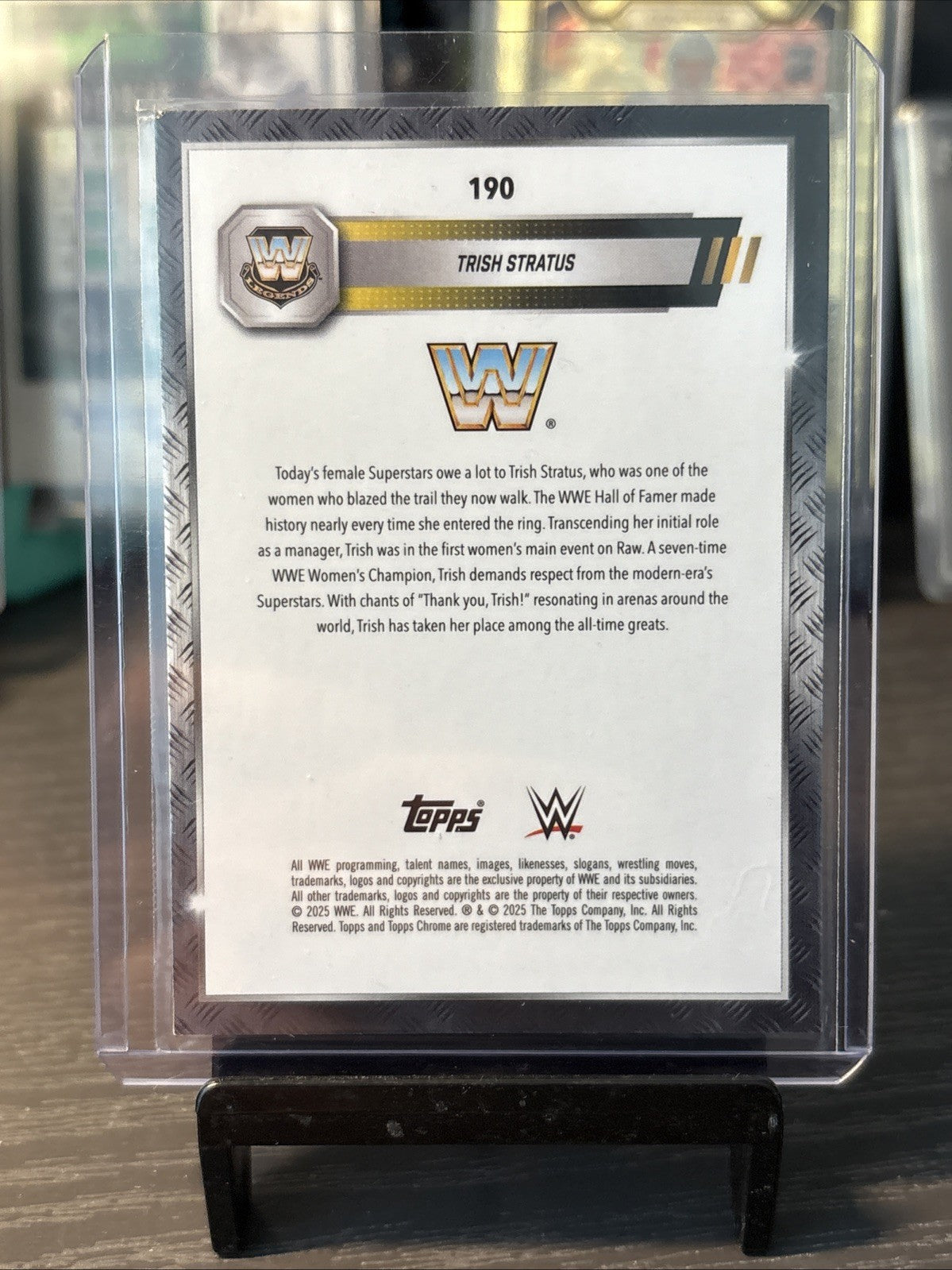 WWE Topps Chrome 2025 Trish Stratus Pink Shimmer Refractor #190