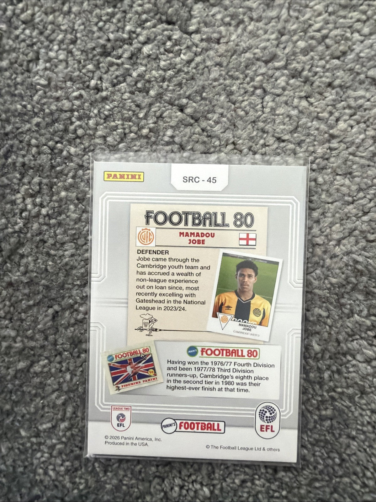 PANINI EFL FOOTBALL 2025/26 - STICKER REWIND - MAMADOU JOBE CAMBRIDGE UNITED