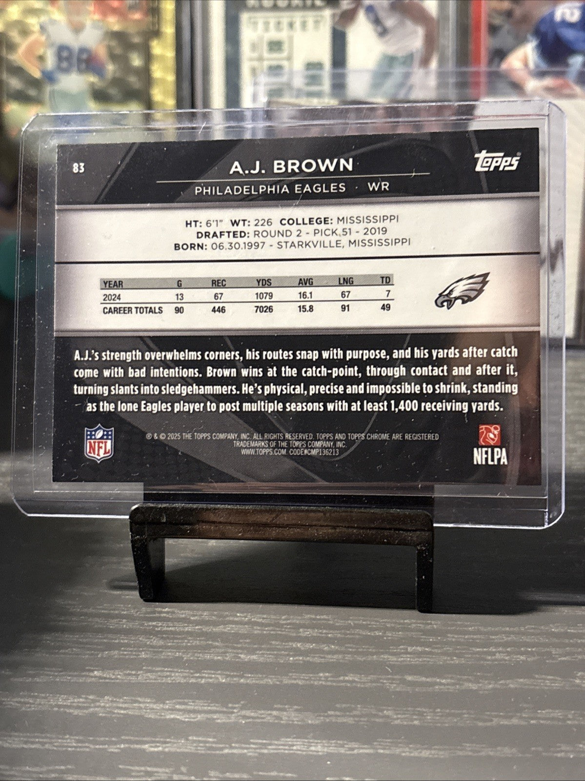 2025 Topps Chrome Black A.J. Brown Gold Refractor #/50 Eagles