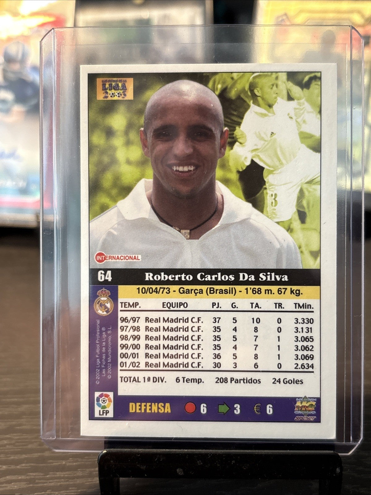 ROBERTO CARLOS #64 REAL MADRID 2002-03 CROMO MC MUNDICROMO LA LIGA 02/03