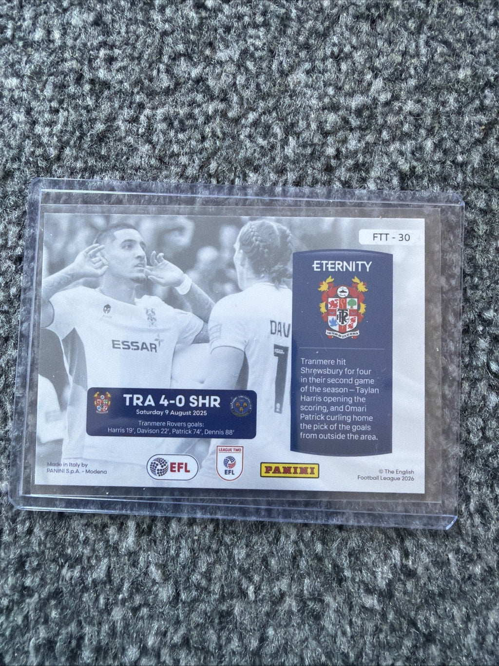 Panini EFL Eternity 2026 Tranmere Rovers For The Team2/10